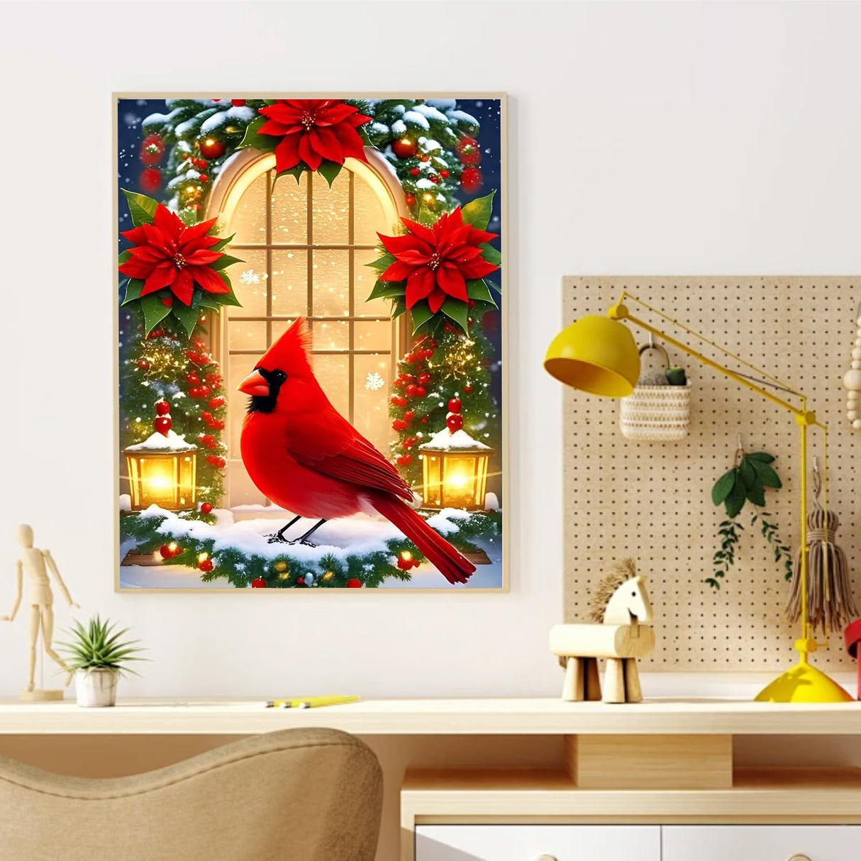 CRZMODE Christmas Paint by Numbers Kit for Adults, Cardinal Paint by Numbers for Adults, Acrylic Painting Crafts for Home Decor Gift (16x20inch) CRZMODE