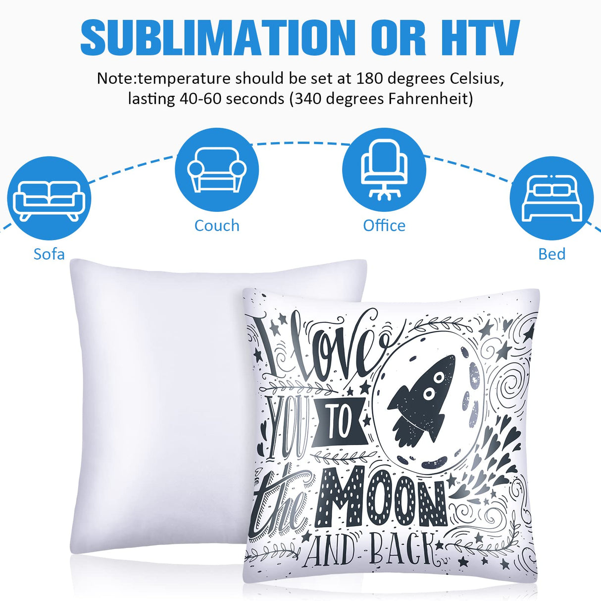 40 Pieces Sublimation Throw Pillow Covers 14 x 14 Inch Polyester Blank Cushion Covers Heat Transfer Pillow Cases with Invisible Zipper for Heat Press Printing, No Pillow Insert Chumia