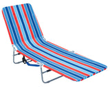 Rio Beach Portable Lay Flat Folding Backpack Beach Lounge Chair with Backpack Straps and Storage Pouch, Blue and Red Rio Brands