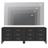 WAMPAT Black Dresser for Bedroom, Long Wide Dresser with 12 Drawers, Kids Dressers & Chests of Drawers, Set of 2 Classic Wooden Storage Cabinet Organizer for Closet, Living Room, Hallway WAMPAT