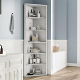 Furnify 6 Tier Corner Shelf with Adjustable Shelf, 68" Tall Corner Bookshelf Bookcase, Freestanding Corner Display Storage Shelf for Living Room, Office, Kitchen, Bath Room,Small Space, White Furnify