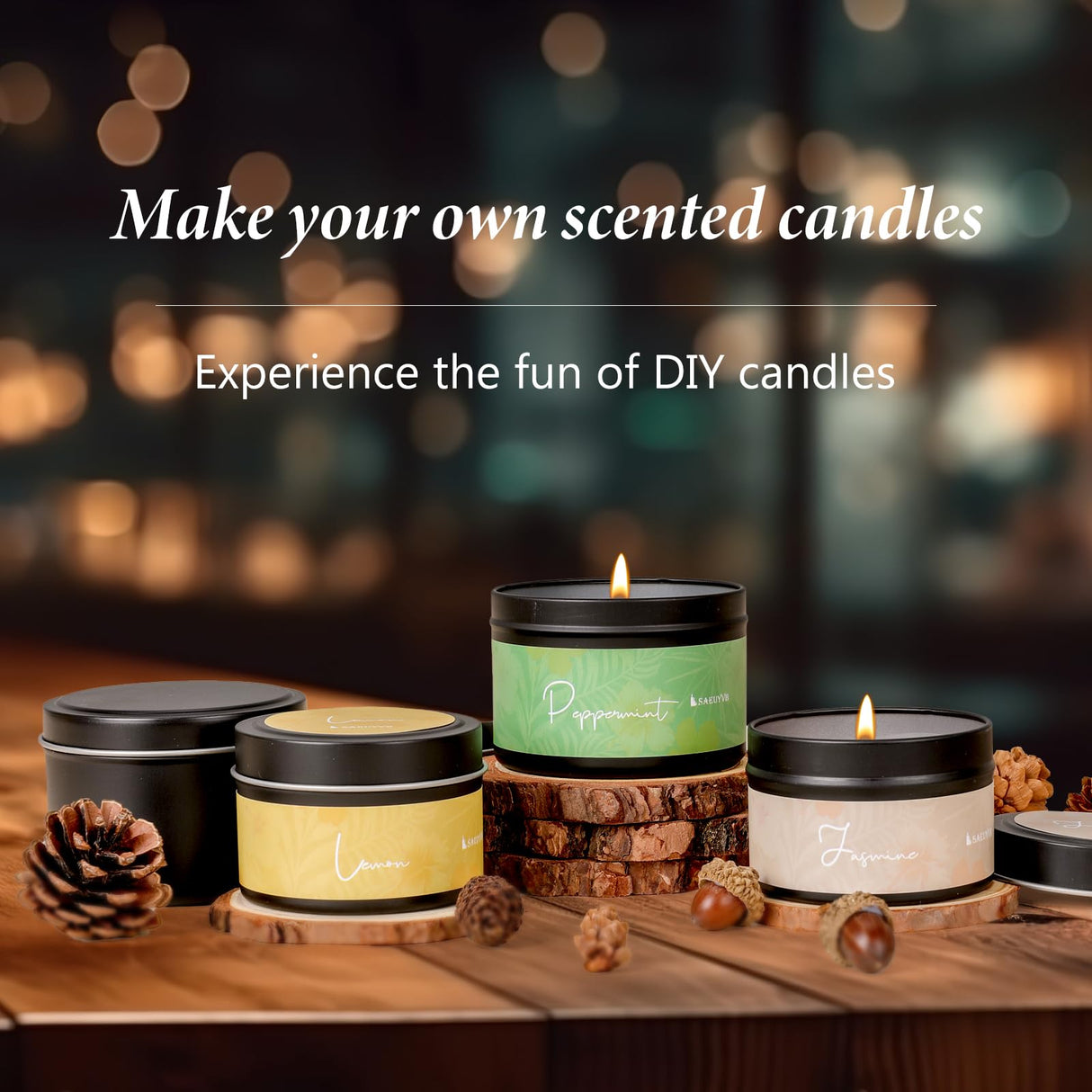 SAEUYVB Candle Making Kit, Candle Making Kit for Adults - DIY Starter Soy Candle Making Supplies-Including Soy Wax,Electric Stove,Melting Pot,Candle Wicks,Rich Scents,Stickers,Etc SAEUYVB