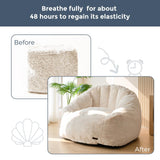MAXYOYO Giant Bean Bag Chair, Oversized Bean Bag Couch for Adults and Kids, Faux Fur Shell-Shaped Large Bean Bag Chair with Filler, Stuffed Big Accent Sofa Chair Floor Sofa for Gaming, Reading, Beige MAXYOYO