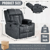 LAFWELL Retro Rocking Recliner Chair, Massage Rocker Recliner Chair with Vibration Massage and Heat, USB and Type-C Ports,360° Swivel Chairs,Living Room, Bedroom, Nursery, RV, Dark Grey LAFWELL