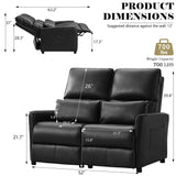 DRMBOOK 52'' RV Loveseat Recliner Sofa, Faux Leather Double Camper Couch 2 Seater Recliner, Home Movie Theater Seating Chair, 2 Person Push Back Recliners for Living Room, Black DRMBOOK