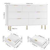 GarveeHome Fluted Wood Dresser 7 Drawers Dresser for Bedroom, Large Modern White Dresser with Gold Handle, Wood Drawer Organizer for Bedroom, Living Room, Hallway, Entryway GarveeHome