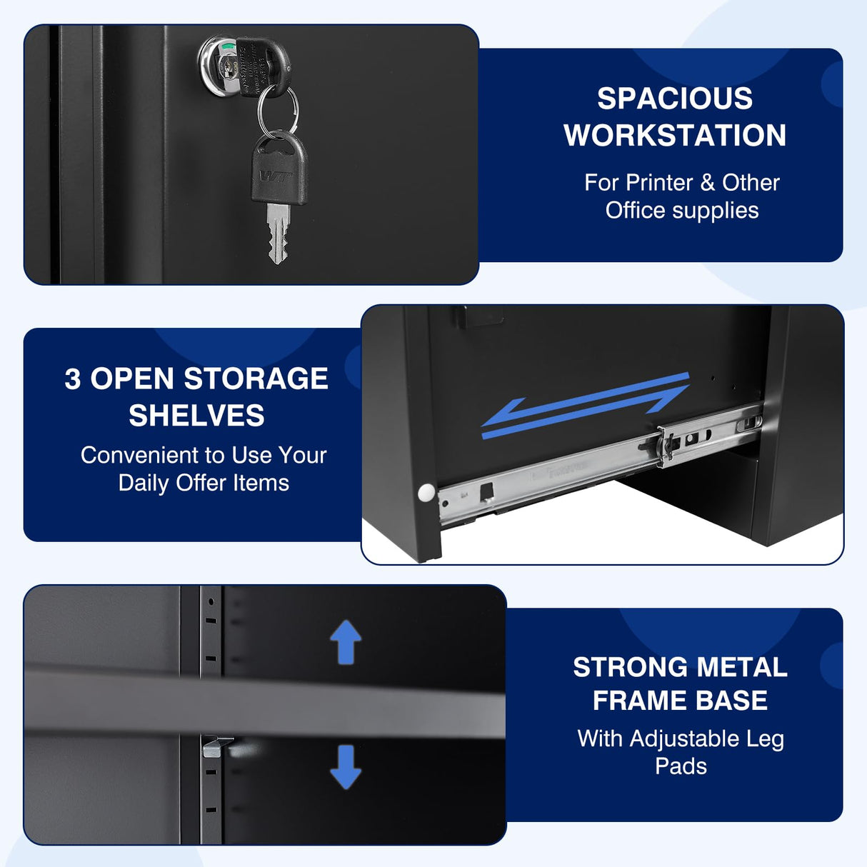 Yizosh Metal Storage Cabinet with 3 Drawers - 71" Steel Lockable File Cabinet for Home Office, Locking Cabinet with 2 Doors and 1 Shelves for Living Room, Pantry, Gym, Commercial Storage Yizosh