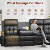 Reclining Sectional Couches for Living Room, L Shaped Large Sectional Reliner Sofa, Faux Leather Couch, Home Theater Seating with Console, Recliner Couch & Sofa Aotolo