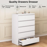 Jocoevol White 5 Drawer Dresser for Bedroom, 15" D x 23.7" W x 40.4" H in Simply Modern Chest of Drawers, Wood Storage Dresser with Deep Drawers for Living Room Hallway Entryway, White Jocoevol
