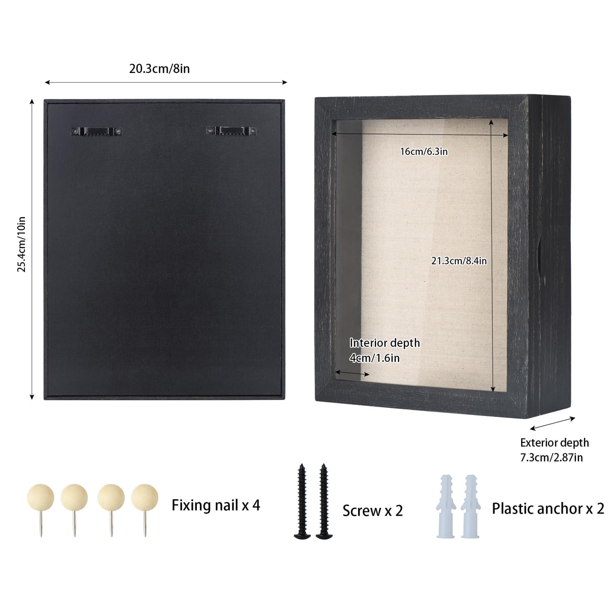 Love-KANKEI Shadow Box Frame 8x10 Shadow Box Display Case with Linen Back Memorabilia Awards Medals Photos Memory Box Gift Rustic Black Love-KANKEI