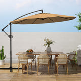 wikiwiki 10ft Patio Umbrellas Offset Outdoor Umbrella Cantilever Hanging Umbrellas w/Infinite Tilt, Fade Resistant Waterproof RECYCLED FABRIC Canopy & Cross Base, for Yard, Garden & Deck, Tan wikiwiki