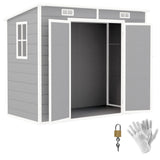 Outsunny 8' x 4' Outdoor Storage Shed, Resin Plastic Shed with Floor, Window, Lockable Doors and Vents, All-Weather Tool Shed for Backyard, Patio, Lawn, Gray Outsunny