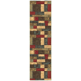Machine Washable Boxes Design Non-Slip Rubberback 3x10 Traditional Runner Rug for Hallway, Kitchen, Bedroom, Living Room, 2'7" x 9'10", Boxes Multicolor Ottomanson