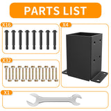 AOSTD 4x4 Post Base-13 Gauge Thick Solid Steel,Inner Size 3.5x3.5 Inch Wood Fence Post Brackets-Rust-Proof Black Powder-Coated Railing Post Brackets for Support Deck, Pergola(4 Pcs) AOSTD