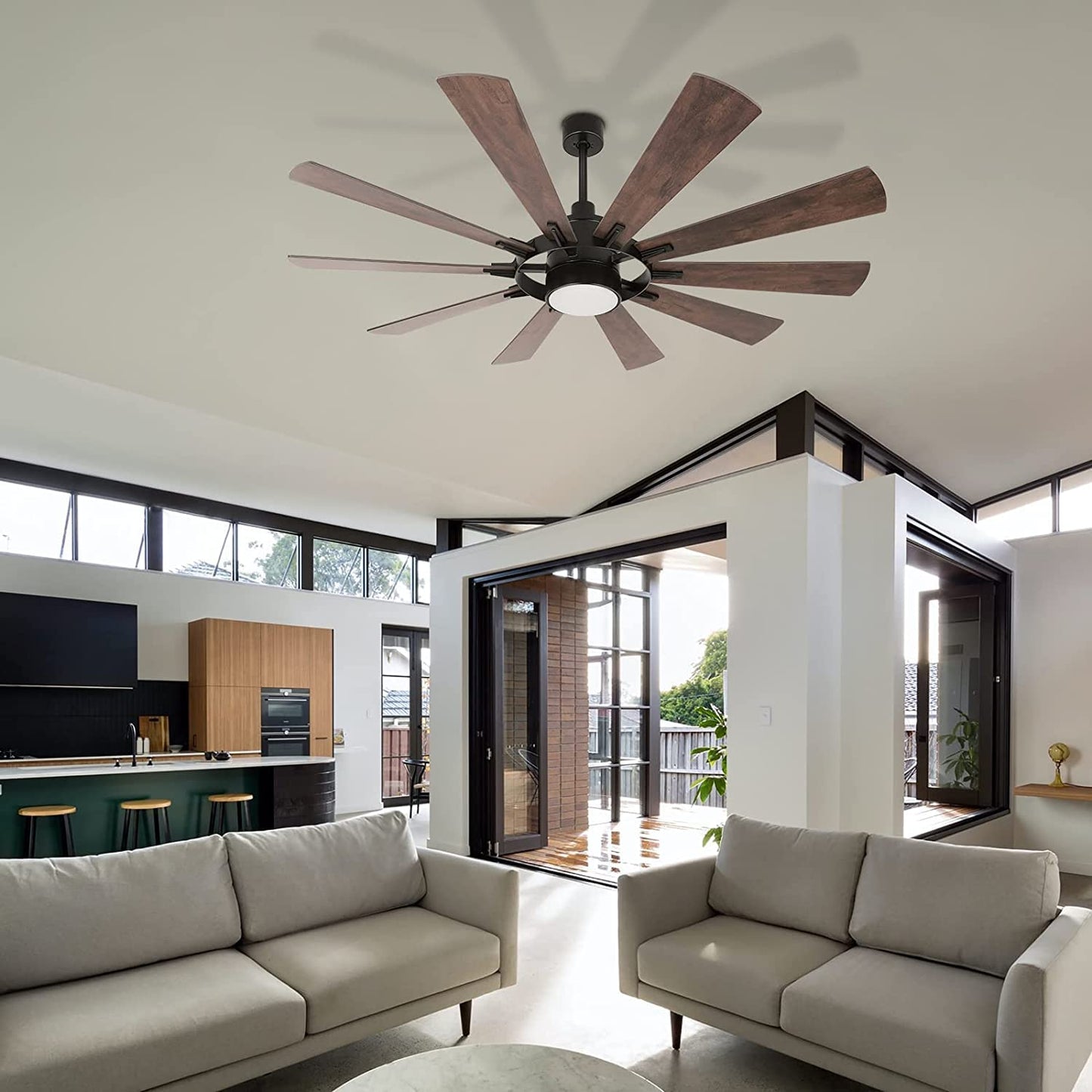 hykolity Ceiling Fan with Light and Remote 65 inch Farmhouse Large Ceiling Fan, Reversible Motor and Blades, 5CCT Selectable, for Living Room Basement Sunroom Porch Patio, 6-Speed Remote Cont - WoodArtSupply