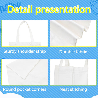 OKBA 20 Pcs 8X7.5 Inch Sublimation mini tote bags,Blank Canvas Tote Bags Reusable Grocery Bags, small tote bags for kids DIY (White)