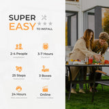 HAPPATIO 10' x 12' Hardtop Gazebo, Outdoor Gazebo with Netting and Curtains, Double Roof Permanent Patio Metal Gazebo Canopy with Storage Shelf for Patio, Deck, Backyard (Brown) HAPPATIO