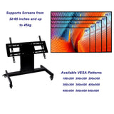 Nuwovwo Rolling TV Stand, Mobile TV Cart, Low Profile Floor Confidence Monitor Cart for 32-75 inch Screen, Height Adjustable, 90°Adjustable Viewing Angle Nuwovwo