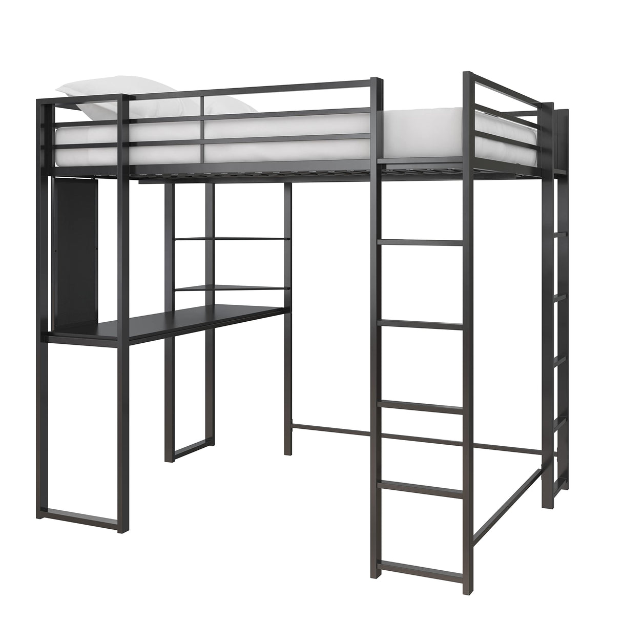 DHP Abode Full Size Metal Loft Bed, Black DHP