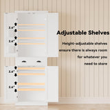 IRONCK Kitchen Pantry Storage Cabinet 72.6" H x 24" W, with Barn Doors, Drawer, 4 Adjustable Shelves, Freestanding Cupboard for Dining Room Living Room, Laundry, White IRONCK