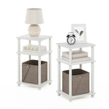 Furinno Just 3-Tier Turn-N-Tube Nightstand, 2-Pack, White/White Furinno