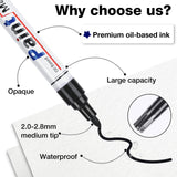 DAPAWIN Black Paint Pen Permanent Markers Waterproof -4 Black paint markers,paint marker for Metal,Rocks,Wood,Plastic,Tire,Glass,Fabric,label,Medium Tip,Oil Based Paint Markers Black Markers Permanent DAPAWIN