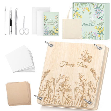 Wakhow Flower Press Kit – 11" x 11" Large Wooden Flower Presser for Adults & Teens | DIY Bouquet Preservation & Dried Flower Art | Ideal Gift for Nature & Craft Lovers Wakhow