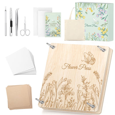 Wakhow Flower Press Kit – 11" x 11" Large Wooden Flower Presser for Adults & Teens | DIY Bouquet Preservation & Dried Flower Art | Ideal Gift for Nature & Craft Lovers