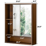 ChooChoo Bathroom Wall Mirror Cabinet, Medicine Cabinet with Single Door and Adjustable Shelf, Over The Toilet Space Saver Storage Cabinet, Walnut ChooChoo