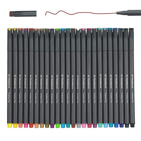 ai-natebok Fineliner Color Pens Set, 0.38mm Fine Tip Pens, Porous Fine Point Makers Drawing Pen, Journaling Supplies, Perfect for Writing in Bullet Journal and Planner, 24 Assorted Colors ai-natebok