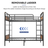 Jocoevol Metal Bunk Bed Twin Over Twin, Industrial Bunkbeds Heavy Duty Bed with Safety Guard Rails and Space-Saving Design, Steel Bed for School, Bedroom (Vintage Brown) Jocoevol