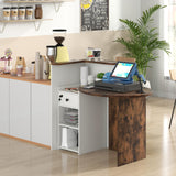 IFANNY Reception Desk, 48’’ Retail Counter w/Lockable Drawer & Storage Shelf, L-Shaped Reception Table, Wooden Computer Desk for Salon, Restaurant, Office (Rustic Brown & White) IFANNY