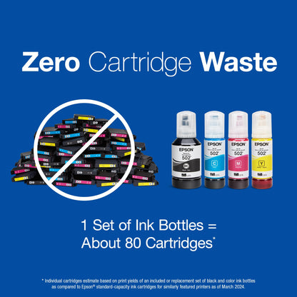 EPSON 502 EcoTank Ink Ultra-high Capacity Bottle Color Combo Pack Works with ET-2750, ET-2760, ET-2850, ET-3750, ET-3760, ET-3850, ET-4850, and other select EcoTank models