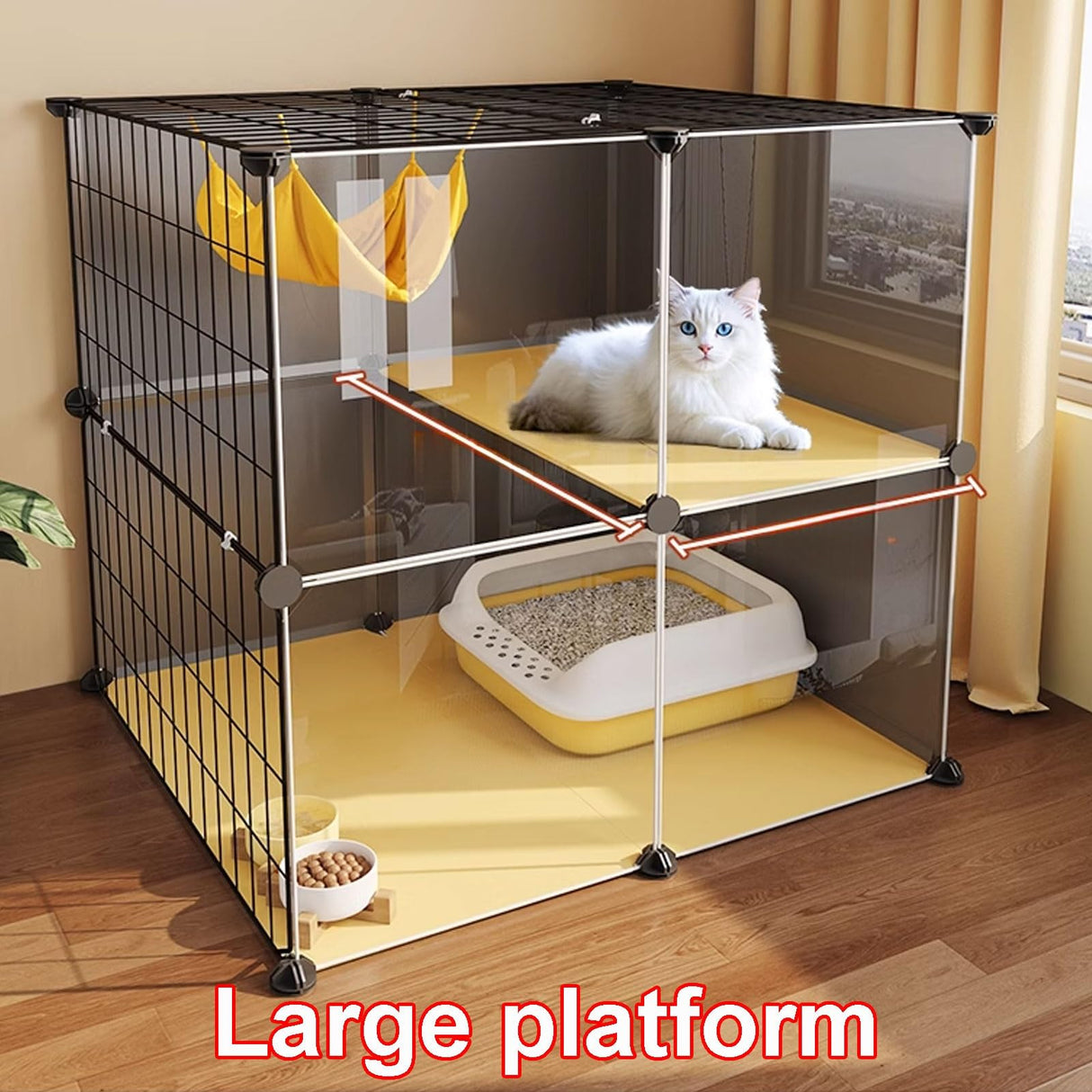 GUQASDV Black Cat Cages Indoor, Catio Indoor Cat Enclosure, Cat Playpen with Top Cover, Cat Crate with Wheels for Ferret, Chinchilla, Rabbit, Small Animals(106 * 36 * 82cm) GUQASDV
