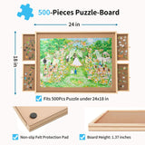 500 Piece Puzzle Board with Drawers, 14" x 28" Jigsaw Puzzle Table with Cover Mat, 4 Drawers, Small Puzzle Table, Birthday Gifts FAMILON
