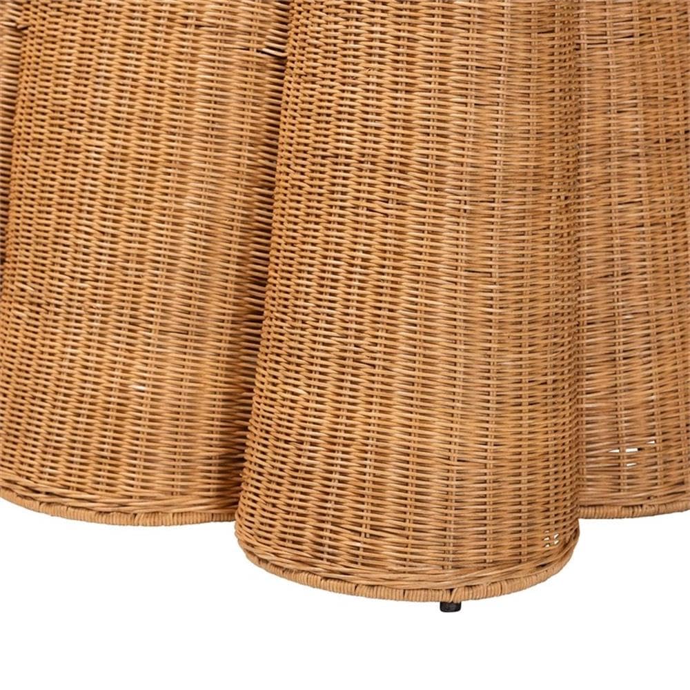 bali & pari Palm Bohemian Honey Scallop Rattan Console Table bali & pari