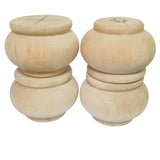 Btibpse 2 Inch Wooden Furniture Legs, Solid Wood Unpainted Replacement Furniture Legs, Cabinet Legs/Desk/Sofa/Bookcase Bun Feet, DIY Wooden Round Legs with Mounting Plate & Screws Set of 4 (2 Inch) Btibpse