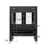 LUCKWIND 72" Double 24-in Bathroom Vanity with Sink Combo, Elegant Series with Two 12.6-in Side Cabinets, Painted Frame, Including White Rectangle Sinks, Faucets Without Mirrors, Black LUCKWIND