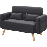 Yaheetech 46" Small Modern Fabric Sofa Loveseat Mid Century 2 Seater Sofa Couch with Lumbar Pillows, Solid Wood Legs for Small Space, Dorm, Office, Bedroom, Dark Gray Yaheetech