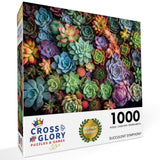 Cross & Glory - Succulent Symphony - 1000 Piece Jigsaw Puzzle for Adults | Premium Quality | Colorful Artwork Puzzle | Brain Teasing Fun & Perfect Wall Art Cross & Glory