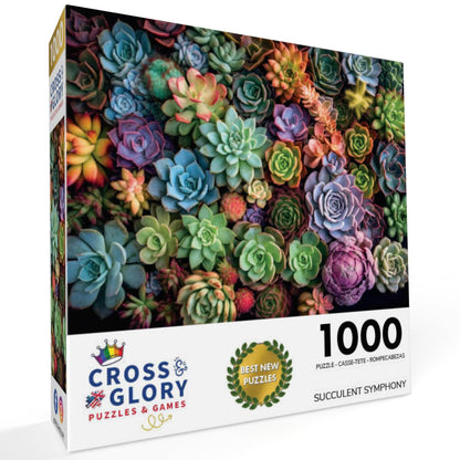 Cross & Glory - Succulent Symphony - 1000 Piece Jigsaw Puzzle for Adults | Premium Quality | Colorful Artwork Puzzle | Brain Teasing Fun & Perfect Wall Art