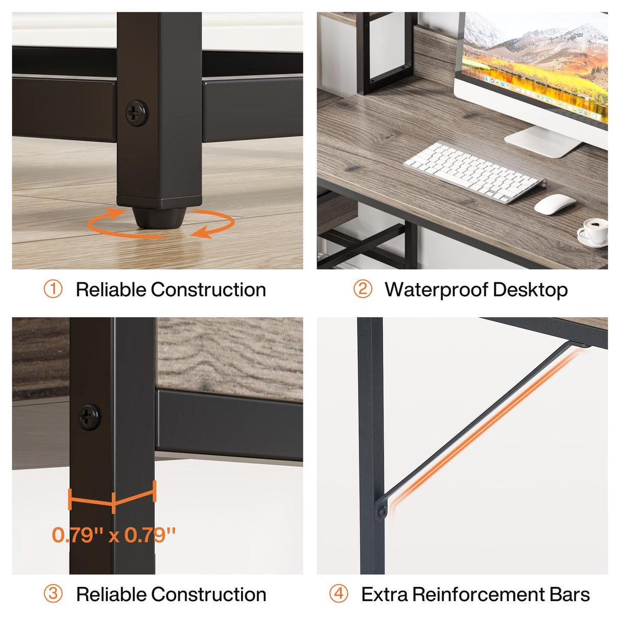 Tribesigns 55 Inch Computer Desk with 2 Drawers and Storage Shelves, Rustic Office Desk with Hutch, Study Writing Gaming Table Laptop Workstation for Home Office(Grey) Tribesigns