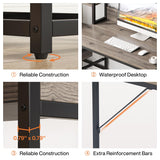 Tribesigns 55 Inch Computer Desk with 2 Drawers and Storage Shelves, Rustic Office Desk with Hutch, Study Writing Gaming Table Laptop Workstation for Home Office(Grey) Tribesigns