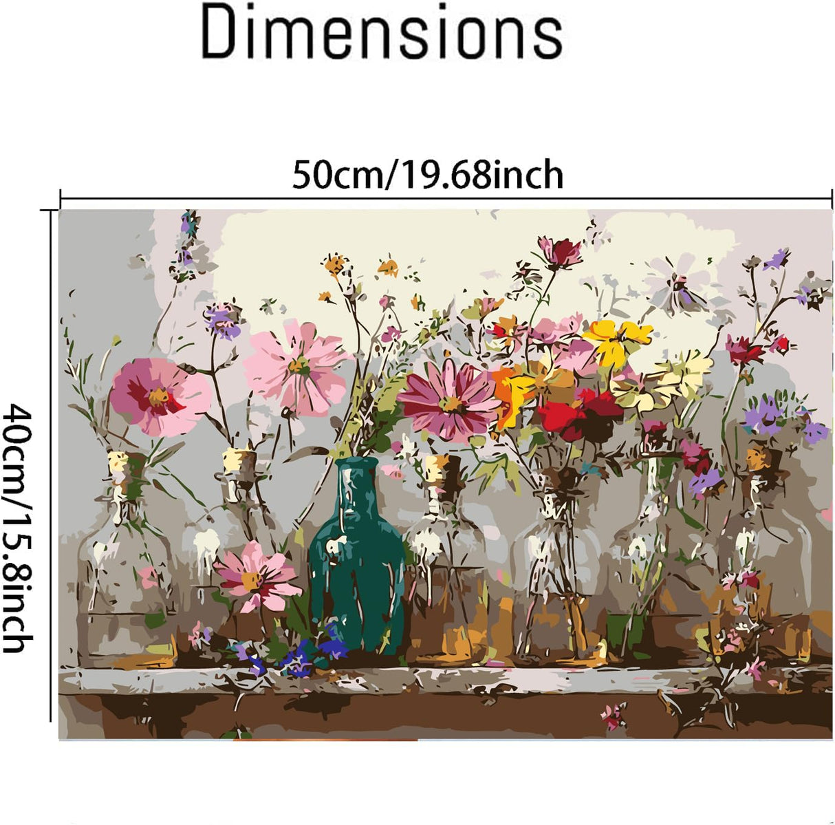 Apcufir Flowers Paint by Numbers for Adults,Wildflowers in Stained Glass Paint by Numbers on Canvas,Painting by Number Kits for Offices and Home Wall Decor 16X20 Inch Apcufir