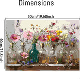 Apcufir Flowers Paint by Numbers for Adults,Wildflowers in Stained Glass Paint by Numbers on Canvas,Painting by Number Kits for Offices and Home Wall Decor 16X20 Inch Apcufir