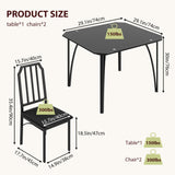 IDEALHOUSE Dining Table Set for 2, Kitchen Table Chairs Set of 2 with Ultra Comfortable PU Cushion, Dining Room Table Set for 2 Furniture with Kitchen Chairs Suitable for Small Space - Black Glass IDEALHOUSE