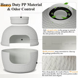 Hidden Box with Faux Plant, Large Cat Litter Box with Rattan Pattern, Heavy Duty PP Material Litter Box Enclosure Furniture for Home Decor, Light Grey keygarzone