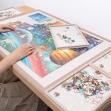 Jigsaw Puzzle Board with 4 Sorting Trays, 1000 Pieces Playing Surface with Protective Cover, 31.5" x 24" Felt Display Board Piecevana