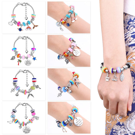 Flasoo Bracelet Making Kit, 85PCs Charm Bracelets Kit with Beads, Jewelry Charms, Bracelets for DIY Craft, Jewelry Gift Flasoo