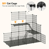 Large Cat Cage, 4-Tier Cat Enclosures Indoor, DIY Cat Kennel Detachable Metal Wire Catio Playpen with Hammock and Hanging Balls, for 1-3 Cats, Ease to Assembly, Black BK02PP03G1N1 HOOBRO